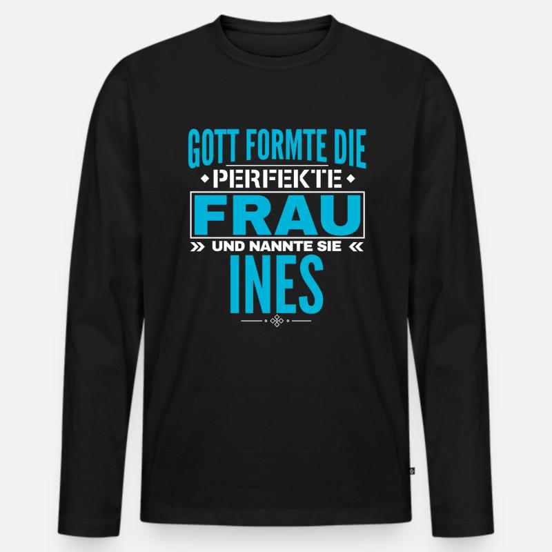 Ines Name Design - Männer Premium Bio Langarmshirt - Schwarz