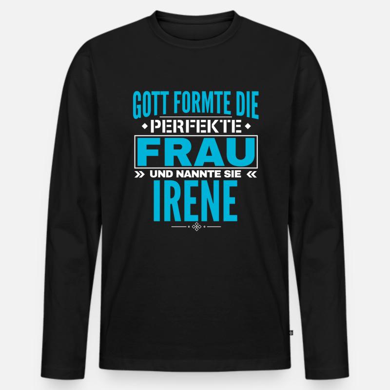 Irene Name Design - Männer Premium Bio Langarmshirt - Schwarz