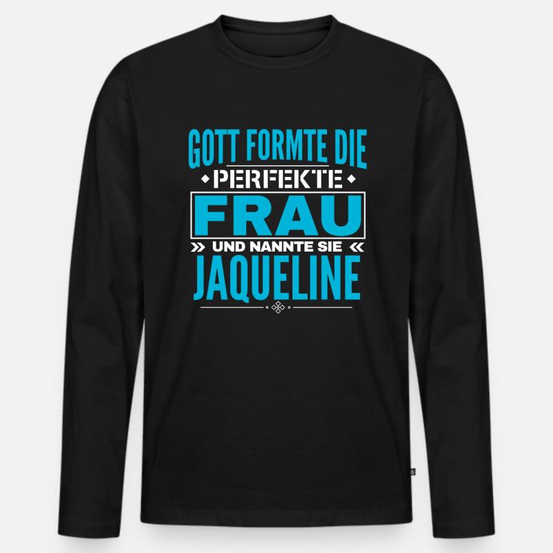 Jaqueline Name Design - Männer Premium Bio Langarmshirt - Schwarz