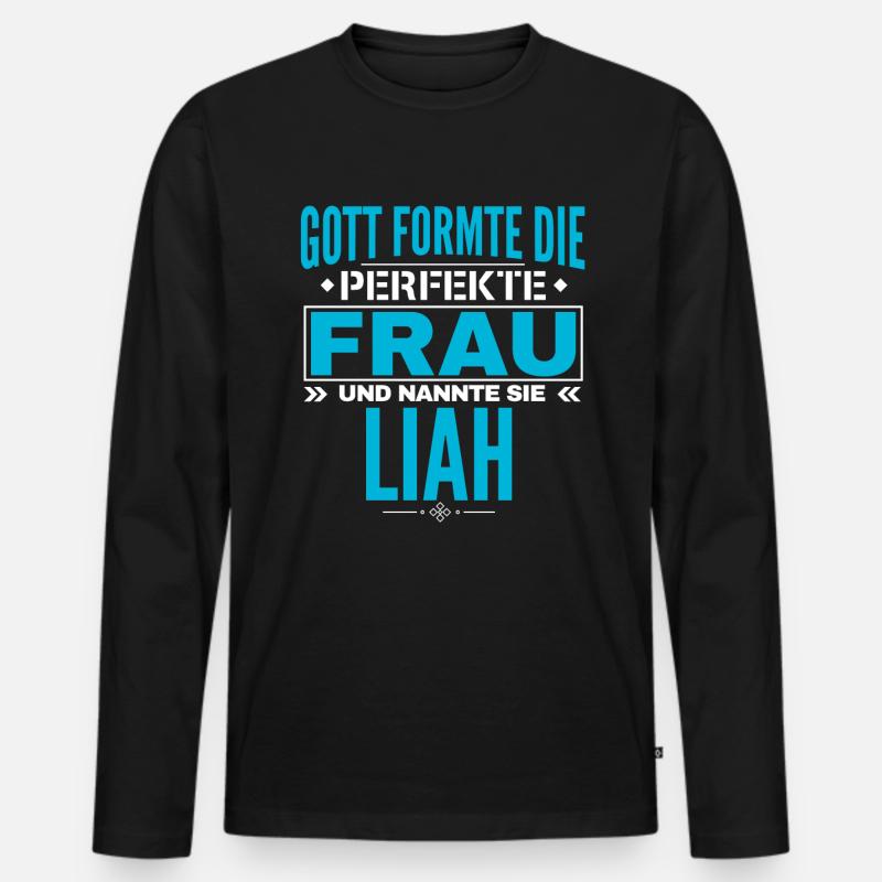 Liah Name Design - Männer Premium Bio Langarmshirt - Schwarz