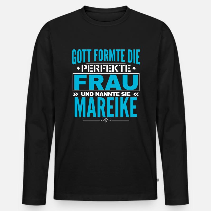 Mareike Name Design - Männer Premium Bio Langarmshirt - Schwarz