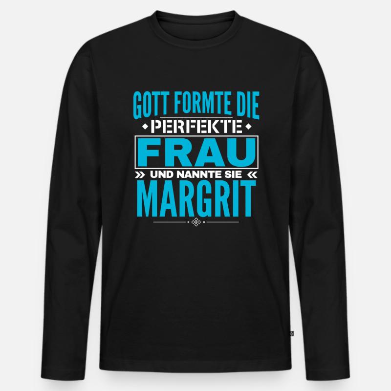 Margrit Name Design - Männer Premium Bio Langarmshirt - Schwarz