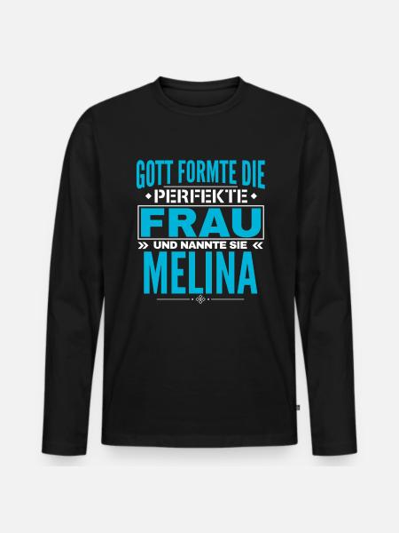 Melina Name Design - Men's Premium Organic Long Sleeve Shirt - black