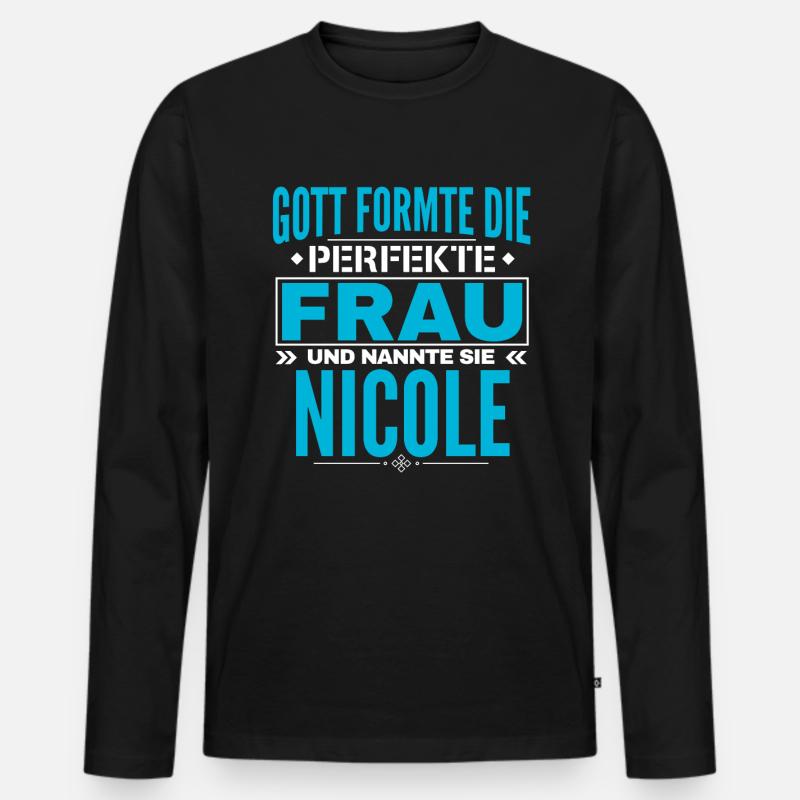 Nicole Name Design - Männer Premium Bio Langarmshirt - Schwarz