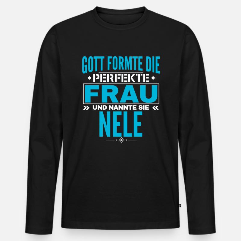 Nele Name Design - Männer Premium Bio Langarmshirt - Schwarz