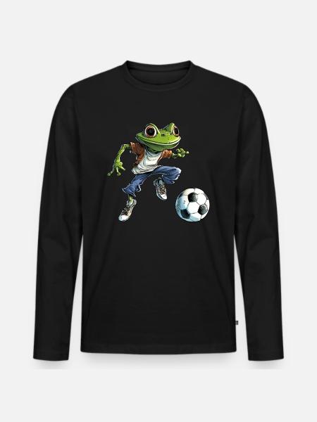 Frösche Fussball - Männer Premium Bio Langarmshirt - Schwarz