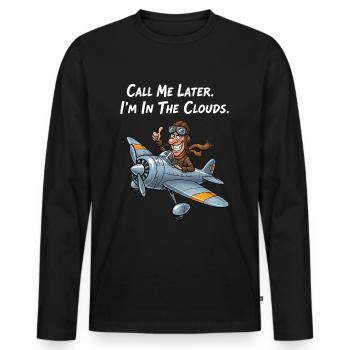 Funny Pilot: I'm in the clouds! - Men's Premium Organic Long Sleeve Shirt - black - Front - Nico (187cm)