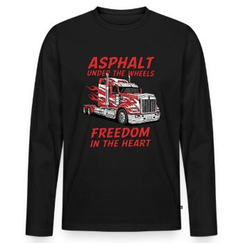 Trucker Freiheit – Asphalt auf Rädern Herz der Str - Männer Premium Bio Langarmshirt - Schwarz - Vorne - Nico (187cm)