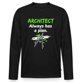 L’architecte a toujours un plan – Drôle de dicton - T-shirt manches longues Premium bio Homme - noir - Devant - Nico (187cm)