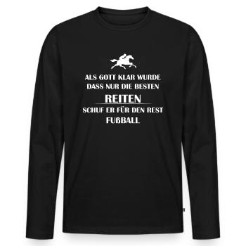 Reiten können nur die Besten - Männer Premium Bio Langarmshirt - Schwarz - Vorne - Nico (187cm)