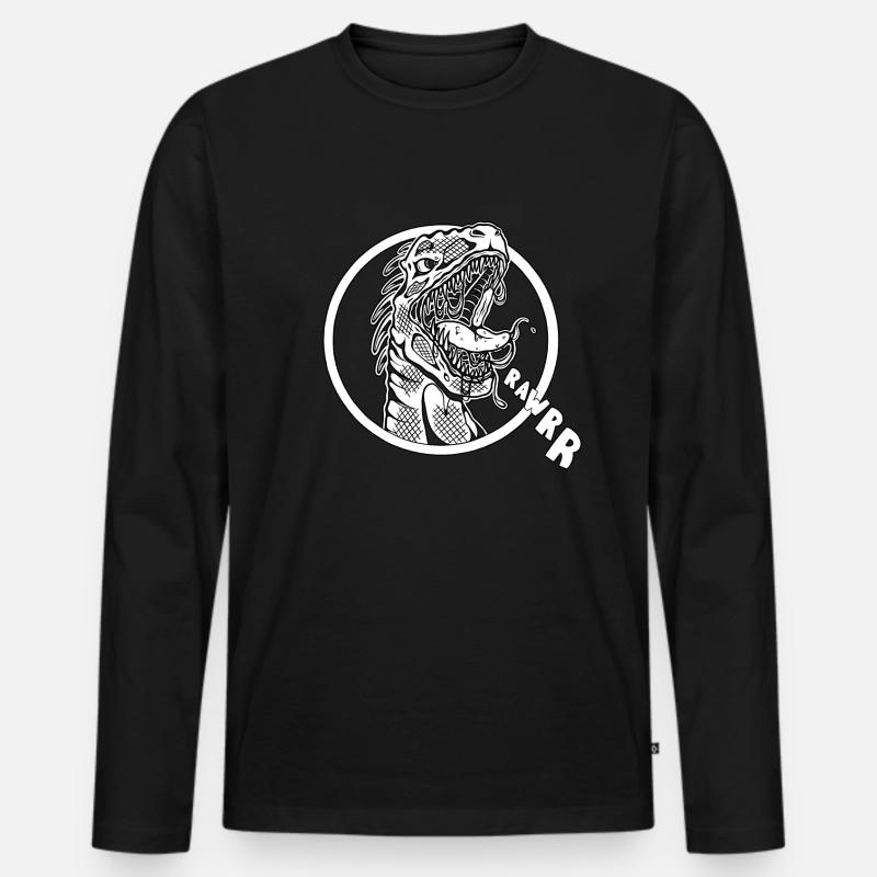 Dinosaurier T-Rex Rawr - Männer Premium Bio Langarmshirt - Schwarz