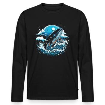 Imagination de baleine de l’espace - T-shirt manches longues Premium bio Homme - noir - Devant - Nico (187cm)