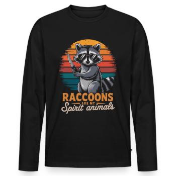 lustiger Waschbär mit Messer - Männer Premium Bio Langarmshirt - Schwarz - Vorne - Nico (187cm)