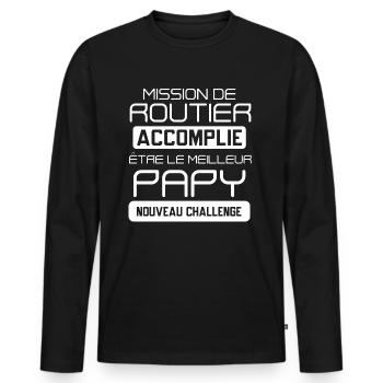 Routier cadeau drôle papy futur papi retraite - T-shirt manches longues Premium bio Homme - noir - Devant - Nico (187cm)