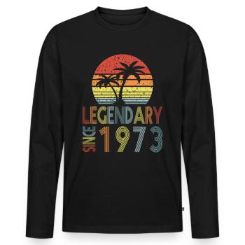 Légendaire depuis 1973 - T-shirt manches longues Premium bio Homme - noir - Devant - Nico (187cm)