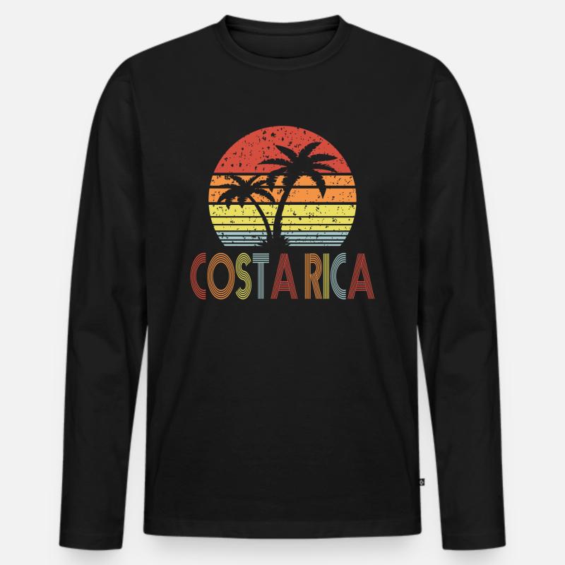 Costa Rica - Männer Premium Bio Langarmshirt - Schwarz