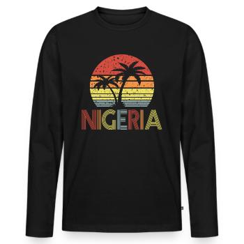 Nigeria - Männer Premium Bio Langarmshirt - Schwarz - Vorne - Nico (187cm)