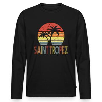 Saint Tropez - Männer Premium Bio Langarmshirt - Schwarz - Vorne - Nico (187cm)