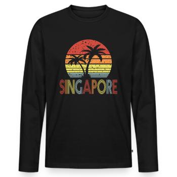 Singapour - T-shirt manches longues Premium bio Homme - noir - Devant - Nico (187cm)