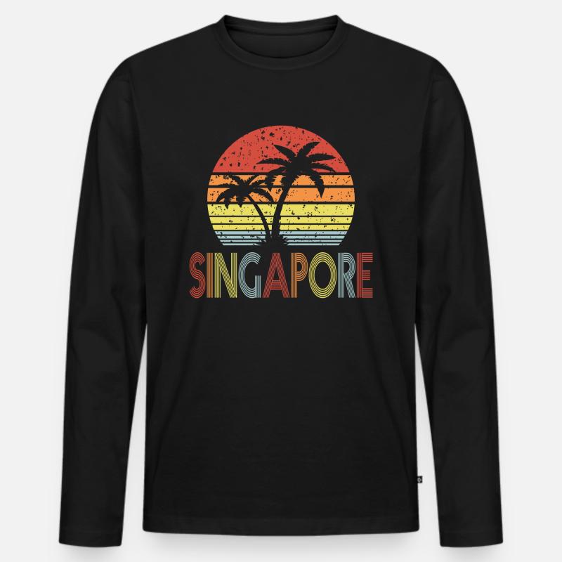 Singapore - Männer Premium Bio Langarmshirt - Schwarz