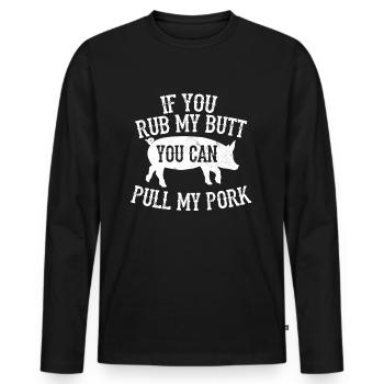 BBQ Pulled Pork Grillen Spruch Schwein Geschenk - Männer Premium Bio Langarmshirt - Schwarz - Vorne - Nico (187cm)