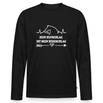 Heartbeat Pferd Herzschlag Pferde Reiten Reiterin - Männer Premium Bio Langarmshirt - Schwarz - Vorne - Nico (187cm)