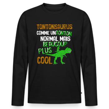 Tonton Dinosaure Annonce Naissance Neveux - T-shirt manches longues Premium bio Homme - noir - Devant - Nico (187cm)