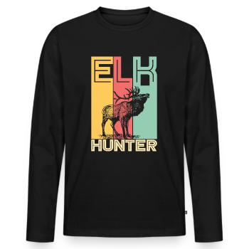 Chasseur de wapitis Dire Dictons Idée cadeau - T-shirt manches longues Premium bio Homme - noir - Devant - Nico (187cm)