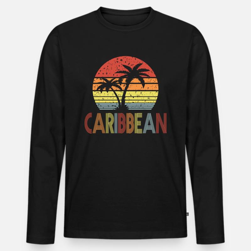 Karibik - Männer Premium Bio Langarmshirt - Schwarz