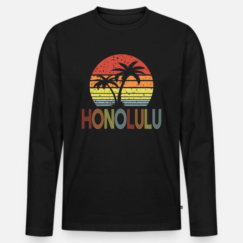Honolulu - Männer Premium Bio Langarmshirt - Schwarz