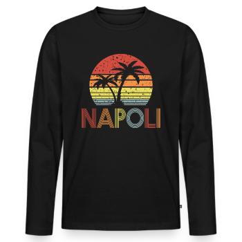 Napoli - T-shirt manches longues Premium bio Homme - noir - Devant - Nico (187cm)