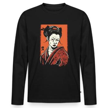 Unfriendly Japanese Geisha - Men's Premium Organic Long Sleeve Shirt - black - Front - Nico (187cm)