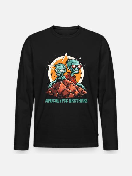 Die Apokalypse Brüder Zombies - Männer Premium Bio Langarmshirt - Schwarz