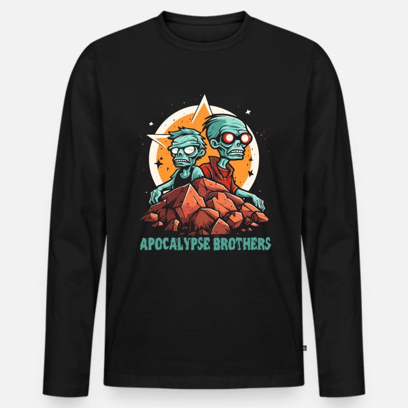 Die Apokalypse Brüder Zombies - Männer Premium Bio Langarmshirt - Schwarz