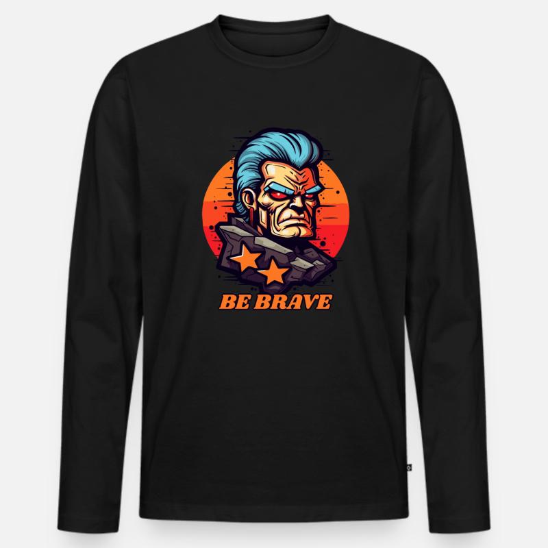 Cooler Opa Ratschlag: Sei mutig - Männer Premium Bio Langarmshirt - Schwarz