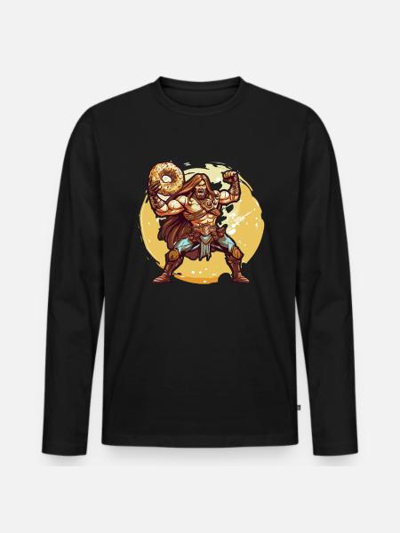 A barbarian with a donut - Men's Premium Organic Long Sleeve Shirt - black
