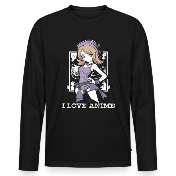J’adore les anime et les mangas - T-shirt manches longues Premium bio Homme - noir - Devant - Nico (187cm)