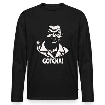 Caught! Crazy man and creepy guy - Men's Premium Organic Long Sleeve Shirt - black - Front - Nico (187cm)