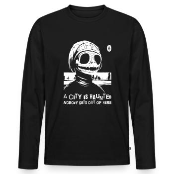 Eine heimgesuchte Stadt: Ein Schocker Horror - Männer Premium Bio Langarmshirt - Schwarz - Vorne - Nico (187cm)