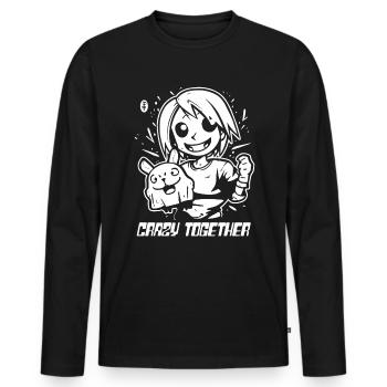 Anime Bunny et Anime Girl : Fou ensemble - T-shirt manches longues Premium bio Homme - noir - Devant - Nico (187cm)