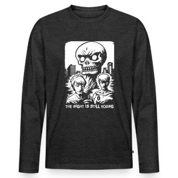 The night is still young for horror - Men's Premium Organic Long Sleeve Shirt - heather anthracite - Front - Nico (187cm)