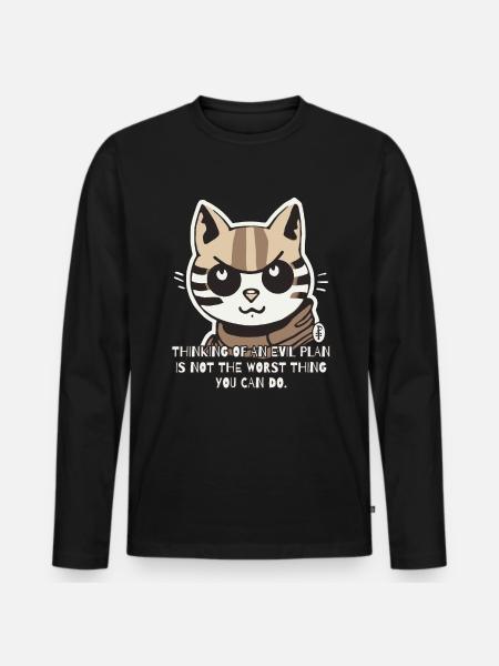 Evil Cat Makes Evil Plans - Men's Premium Organic Long Sleeve Shirt - black