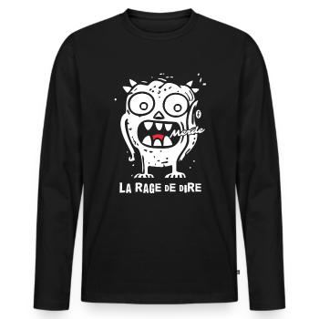 La fureur du langage : Trop mignon, monstre ! - T-shirt manches longues Premium bio Homme - noir - Devant - Nico (187cm)
