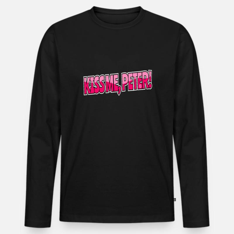 Küsse mich, Peter - Männer Premium Bio Langarmshirt - Schwarz