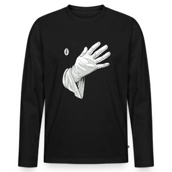 Berühr mich, weiße Handschuh - Männer Premium Bio Langarmshirt - Schwarz - Vorne - Nico (187cm)