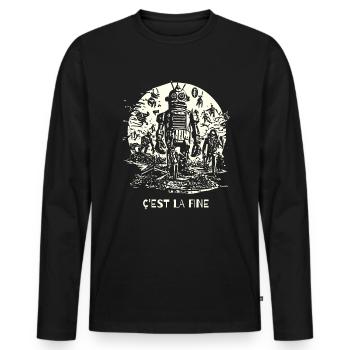 letzte Fotokopie der Roboter-Maschinen-Invasion - Männer Premium Bio Langarmshirt - Schwarz - Vorne - Nico (187cm)