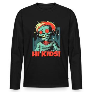 Un squelette de zombie décontracté accueille les enfants - T-shirt manches longues Premium bio Homme - noir - Devant - Nico (187cm)