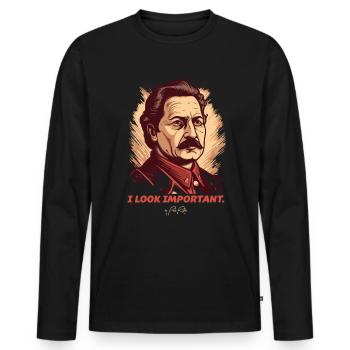 J’ai l’air important - T-shirt manches longues Premium bio Homme - noir - Devant - Nico (187cm)