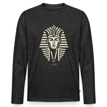 Le masque du pharaon - T-shirt manches longues Premium bio Homme - anthracite chiné - Devant - Nico (187cm)