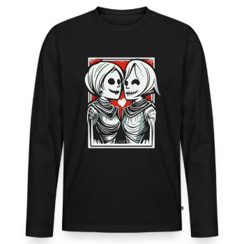 Zwei mittelalterliche Liebende - Männer Premium Bio Langarmshirt - Schwarz - Vorne - Nico (187cm)